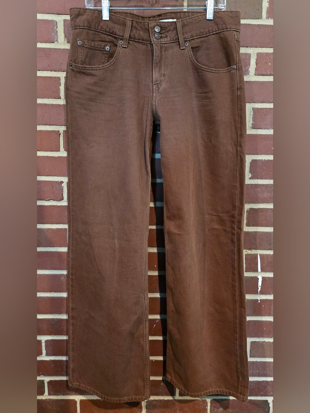 Levi's Superlow Wide Leg Jeans Brown Low Rise Size 30 Y2K Boho - Picture 2 of 5